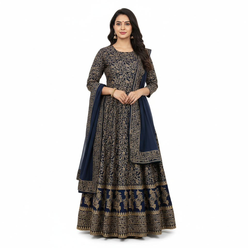 Luxury 3 Piece Katan Silk Screen Printed Maxi Suit for Women - Image 3