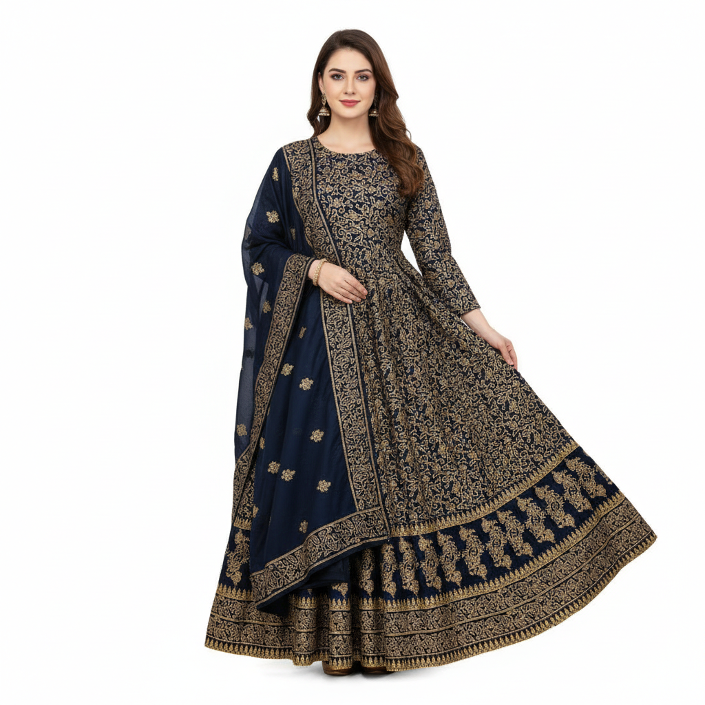 Luxury 3 Piece Katan Silk Screen Printed Maxi Suit for Women - Image 2