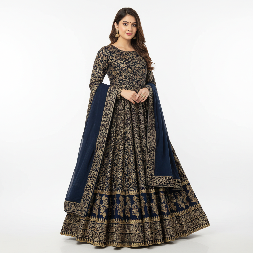 Luxury 3 Piece Katan Silk Screen Printed Maxi Suit for Women - Image 4