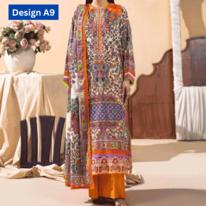 3-pc unstitched embroidered lawn suite gj gullbano V7 - Image 4