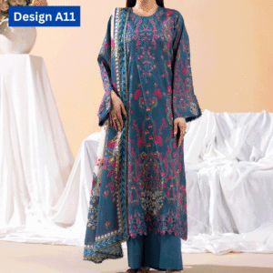 3-pc unstitched embroidered lawn suite gj gullbano V7 - Image 2