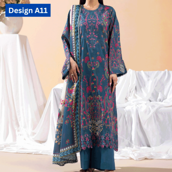 3-pc unstitched embroidered lawn suite gj gullbano V7