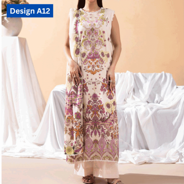 3-pc unstitched embroidered lawn suite gj gullbano V7