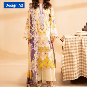 3-pc unstitched embroidered lawn suite gj Raya V1 - Image 3