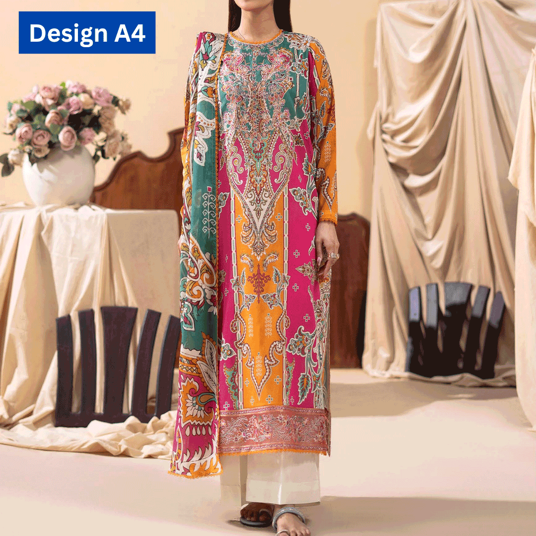 3-pc unstitched embroidered lawn suite gj gullbano V7 - Image 9