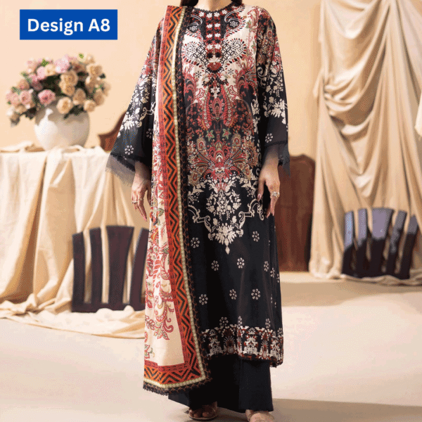 3-pc unstitched embroidered lawn suite gj gullbano V7