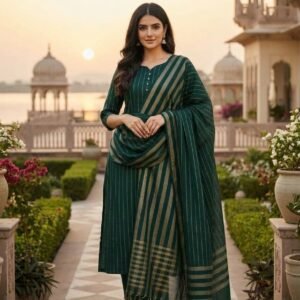 Winter Sussi Marina 3 Piece Unstitched Suit Apparel Accessory For Women - Green